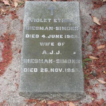 SIMONS A.J.J., BIESMAN -1953 &amp; Violet Ethel  -1965