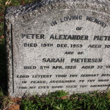 PIETERSEN Peter Alexander -1959 &amp; Sarah -1925