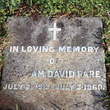 PARE William David 1913-1960