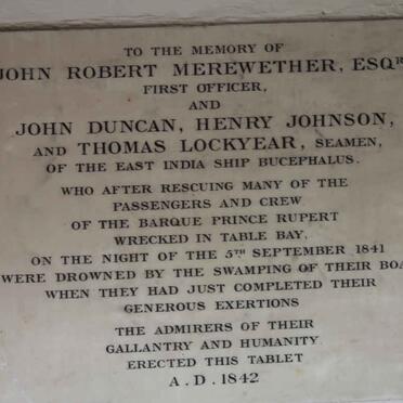 MEREWETHER John Robert -1841 :: DUNCAN John -1841 :: JOHNSON Henry -1841 :: LOCKYEAR Thomas -1841