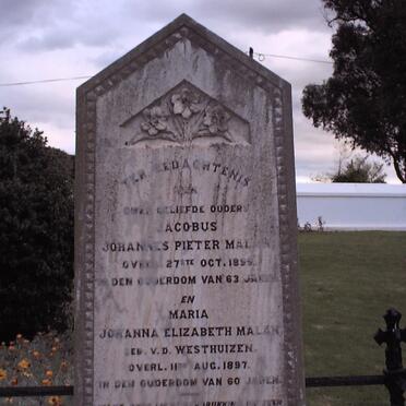 MALAN Jacobus Johannes Pieter -1899 &amp; Maria Johanna Elizabeth V.D WESTHUIZEN -1897