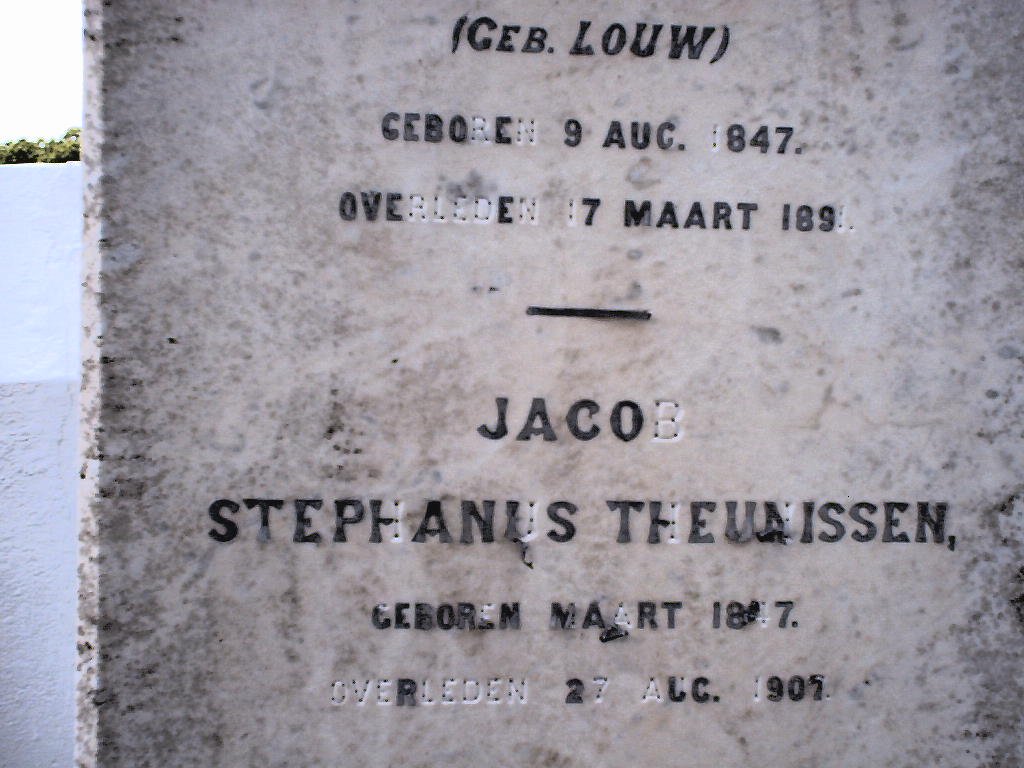THEUNISSEN Jacob Stephanus 1847-1907 & Alida J. LOUW 1847-1891