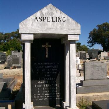 ASPELING John Edward 1904-1982 &amp; Elizabeth Magdalena STANDER 1906-1986