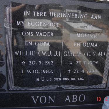 ABO W.J.J., von 1912-1983 &amp; C.S.M. 1906-1994