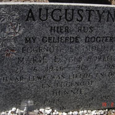 AUGUSTYN Hennie 1943-1985 &amp; Marie E. HOWELL 1946-1983