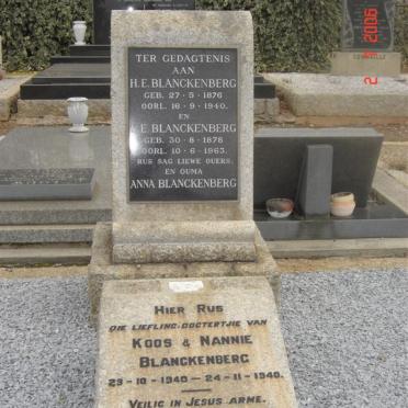 BLANCKENBERG H.E. 1876-1940 &amp; I.E. 1878-1963