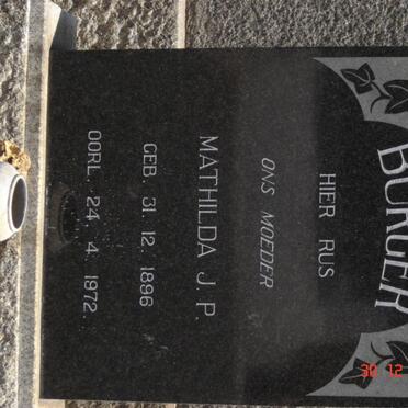 BURGER Mathilda J.P. 1896-1972