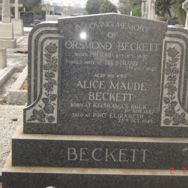 BECKETT Orsmond 1887-1947 &amp; Alice Maud 1887-1949