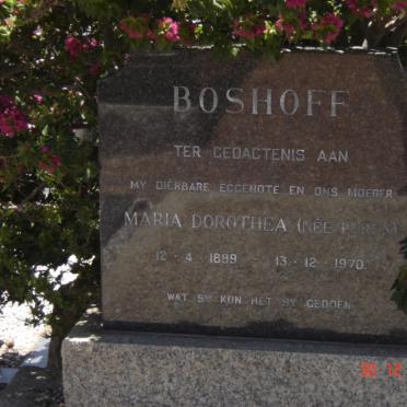 BOSHOFF Maria Dorothea nee PUREN 1889-1970