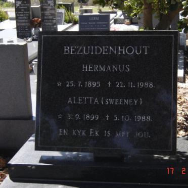 BEZUIDENHOUT Hermanus 1895-1988 &amp; Aletta SWEENEY 1899-1988