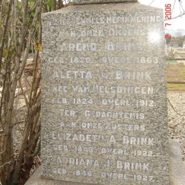 BRINK Arend 1820-1863 &amp; Aletta E. VAN HELSDINGEN 1824-1912