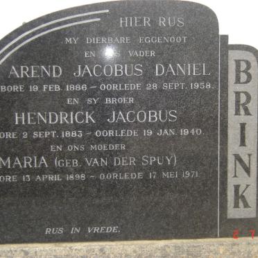BRINK Arend Jacobus Daniel 1886-1958