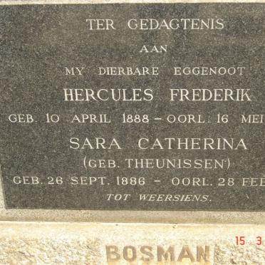 BOSMAN Hercules Frederik 1888-1862 &amp; Sara Catherina THEUNISSEN 1886-1973