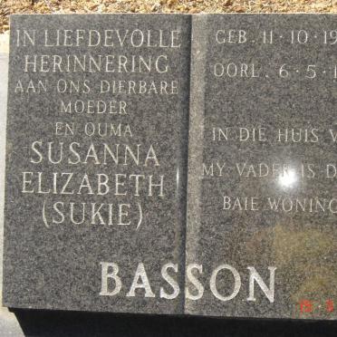 BASSON Christiaan Coenraad 1893-1875  &amp;  Susanna Elizabeth 1900-1991