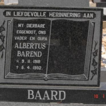 BAARD Albertus Barend 1918-1992