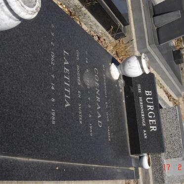 BURGER Coenraad 1935-1989 :: BURGER Leatitia  1962-1988