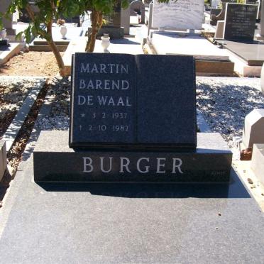 BURGER Martin Barend de Waal 1937-1982