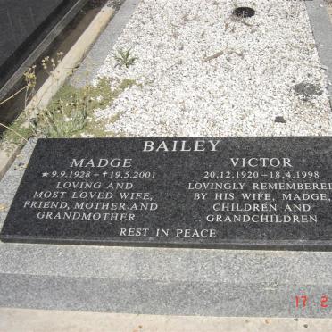 BAILEY Victor 1920-1998 &amp; Madge 1928-2001