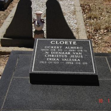 CLOETE Ockert Almero 1905-1991 &amp; Erika Valeska 1913-1994