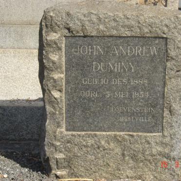 DUMINY John Andrew 1888-1954