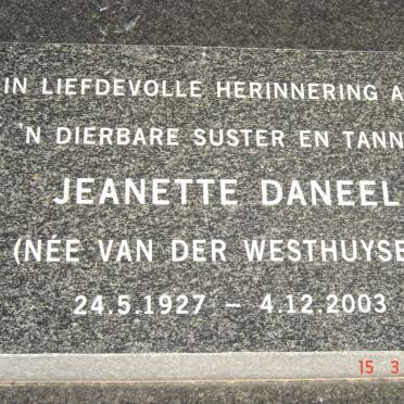 DANEEL Jeanette nee VAN DER WESTHUYSEN 1927-2003
