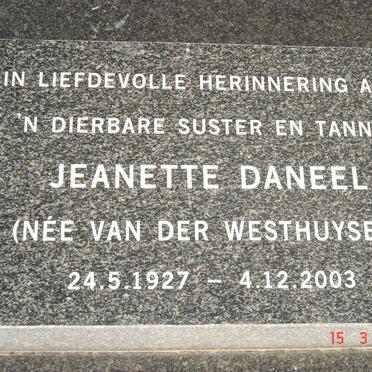 DANEEL Jeanette nee VAN DER WESTHUYSEN 1927-2003
