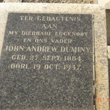 DUMINY John Andrew 1884-1947