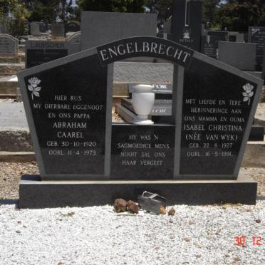 ENGELBRECHT Abraham Caarel 1920-1973 &amp; Isabel Christina VAN WYK 1927-1991