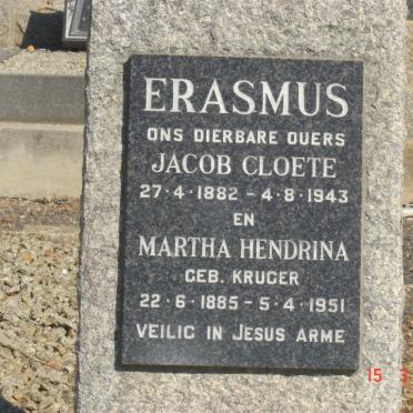 ERASMUS Jacob Cloete 1882-1943 &amp; Martha Hendrina KRUGER 1885-1951