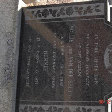 EKSTEEN Hennie 1900-1971 &amp; Mollie VAN DER SPUY 1908-1962