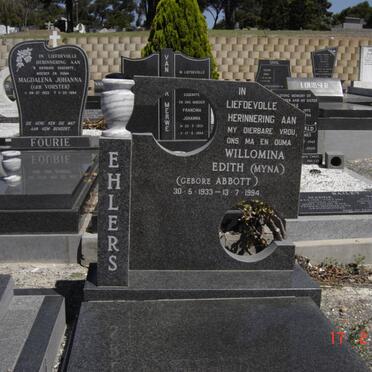 EHLERS Willomina Edith nee ABBOTT 1933-1994