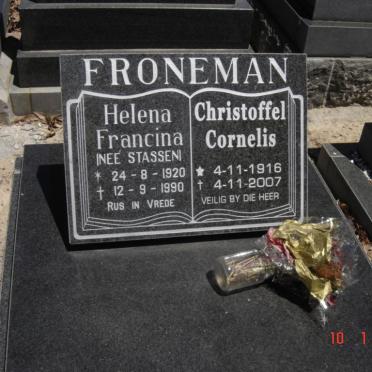 FRONEMAN Christoffel Cornelis 1916-2007 &amp; Helena Francina STASSEN 1920-1990