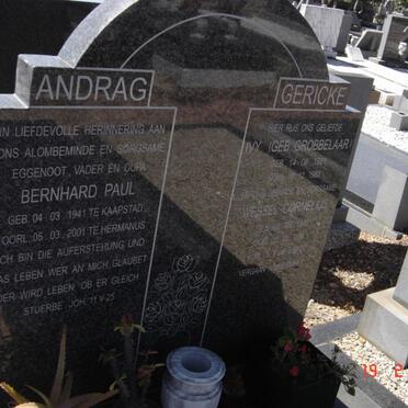 GERICKE Wessel Cornelius 1911-19? ::  GROBBELAAR  Ivy 1921-1983 :: Bernhard Paul ANDRAG 1941-2001