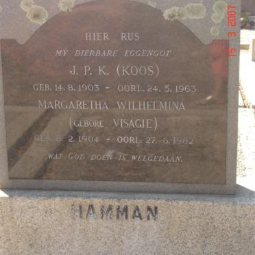 HAMMAN J.P.K. 1903-1963 &amp; Margaretha Wilhelmina VISAGIE 1904-1982