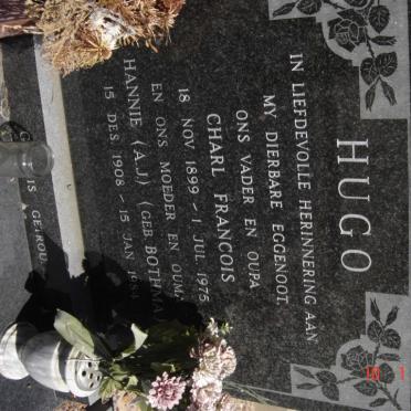HUGO Charl Francois 1899-1975 &amp; A.J. BOTHMA 1908-1984