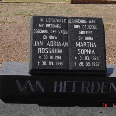 HEERDEN Jan Adriaan Rossouw, van 1914-1995 &amp; Martha Sophia 1923-1997