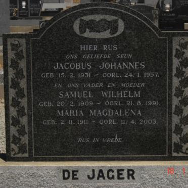 JAGER Samuel Wilhelm, de 1909-1991 &amp; Maria Magdalena 1911-2003 :: DE JAGER Jacobus Johannes 1931-1957