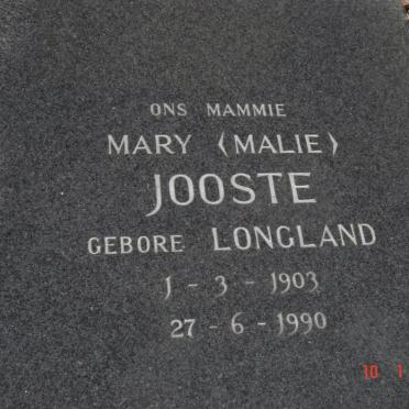 JOOSTE Mary nee LONGLAND 1903-1990