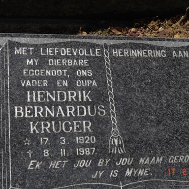 KRUGER Hendrik Bernardus 1920-1987