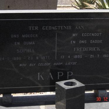 KAPP Frederick 1895-1969 &amp; Sophia 1896-1977