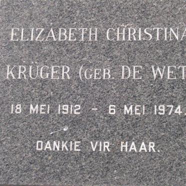 KRUGER Casparus Kemper 1912-1995 &amp; Elizabeth Christina DE WET 1912-1974