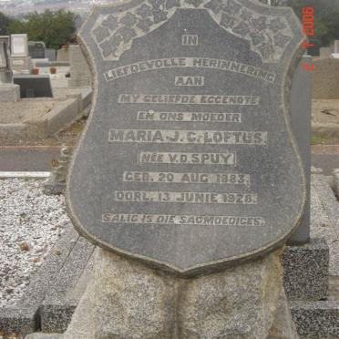 LOFTUS Maria J.C. nee V.D. SPUY 1883-1928