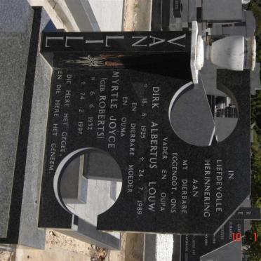 LOUW Dirk Albertus 1925-1989 &amp; Myrtle Joyce ROBERTS 1932-1997