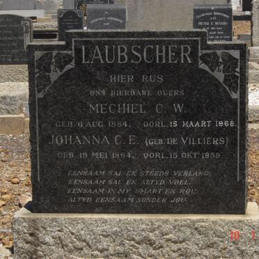LAUBSCHER Mechiel C.W. 1884-1968 &amp; Johanna C.E. DE VILLIERS 1884-1959