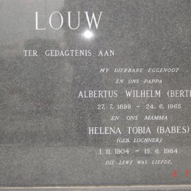 LOUW Albertus Wilhelm 1899-1965 &amp; Helena Tobia LOCHNER 1904-1984