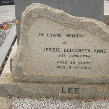 LEE Jessie Elizabeth Anne nee PENDLETON -1966