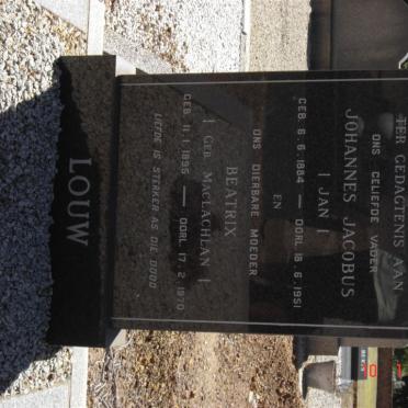 LOUW Johannes Jacobus 1884-1951 &amp; Beatrix MacLACHLAN 1895-1970