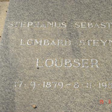LOUBSER Stephanus Sebastiaan Lombard Steyn 1879-1958 &amp; Elizabeth Maria BAM 1881-1958