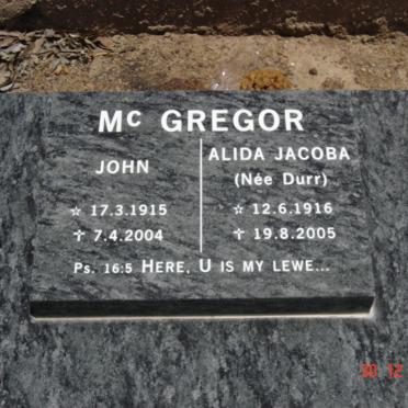 McGREGOR John 1915-2004 &amp; Alida Jacoba DURR 1916-2005