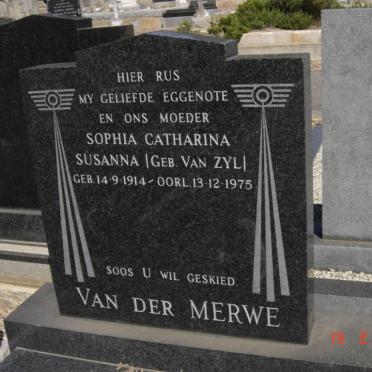 MERWE Sophia Catharina Susanna, van der nee VAN ZYL 1914-1975